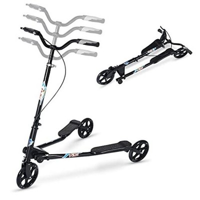 3 Wheel Foldable Scooter Swing Scooter Tri Slider Kick Wiggle Scooters Black