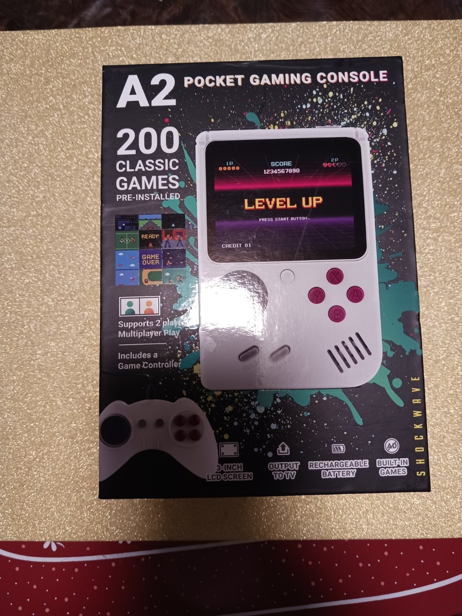 Shockwave A2 Pocket Gaming Console White 200 Games Controller