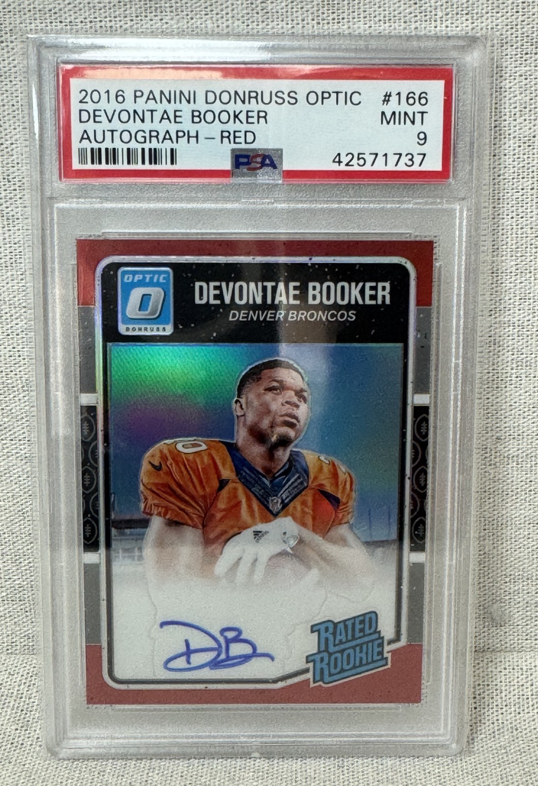 Devontae Booker Panini Donruss Optic #166 Autograph-Red