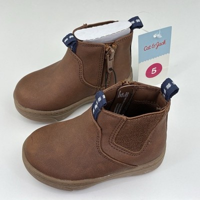 Cat & Jack Chelsea Boots Toddler Girls Size 5 Lucas Brown Elastic Stretch, Zip