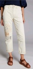 Pilcro Anthropologie Cr me Floral Accent Wide Jeans size 27