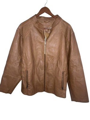Max Studio London Women s Brown Full Zip Jacket w/ Pockets Plus Size 3X