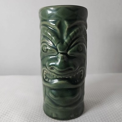Green Hawaiian Tiki Mug 5 1/2'' Barware 2001 Accoutrements Tiki Decor Tumbler