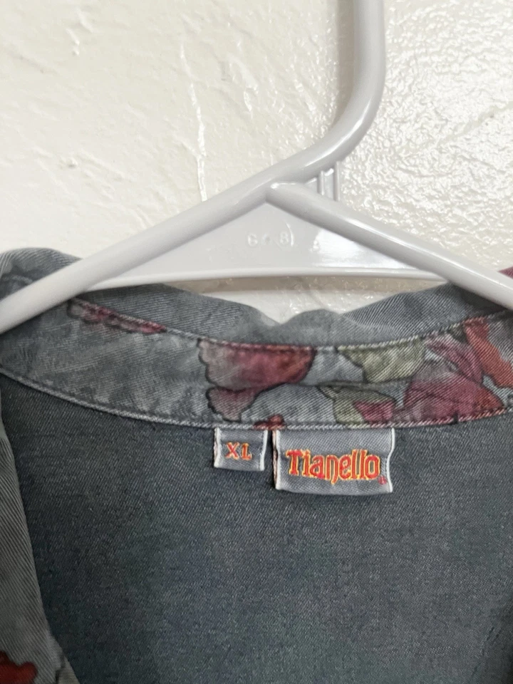 TIANELLO размер XL искусство носить кнопка спереди цветочный дизайн рубашка одежды окрашенный верх - Изображение 3 из 4