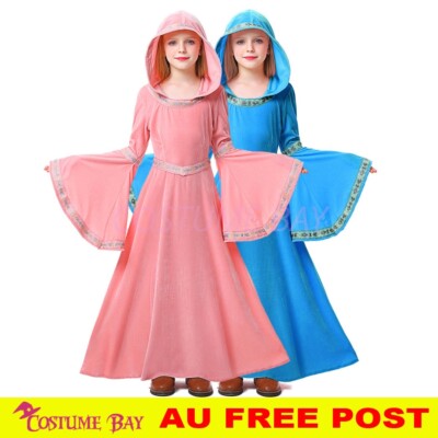 Girls Gothic Medieval Renaissance Princess Costume Queen Vintage Dress Ball Gown