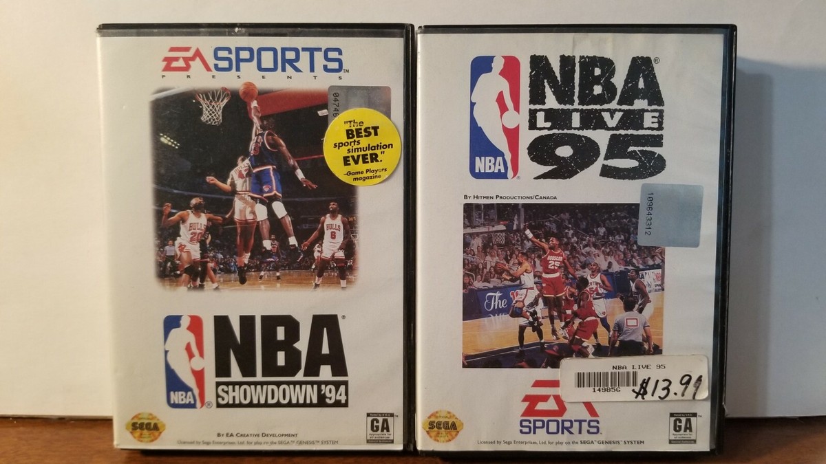 NBA Showdown '94 and NBA Live '95 (Sega Genesis, EA) Case Game