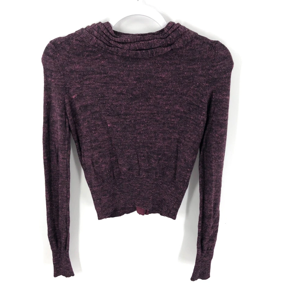 Tracy Reese Linen Wool Blend Cardigan Sweater Womens Size M Cropped Stretch Y2K - Image 3 of 4