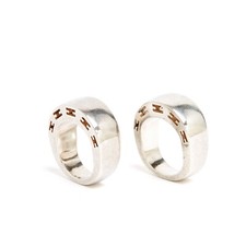 Hermès 2 bagues Argent Clarté T48 Silver Sterling Clarte Ring x 2 US4.5 Hermes