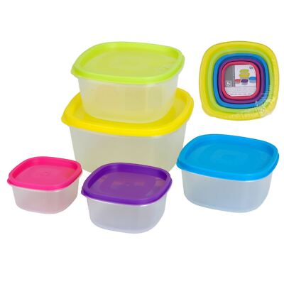Food Storage Containers Excellent Housewares Clear Plastic Sealed Tubs Set of 5
