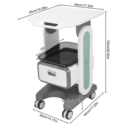 3 Tiers Lab Carts Mobile Medical Cart with 1 Drawer & 2 Tray Lab Serving Cart - Picture 4 of 14