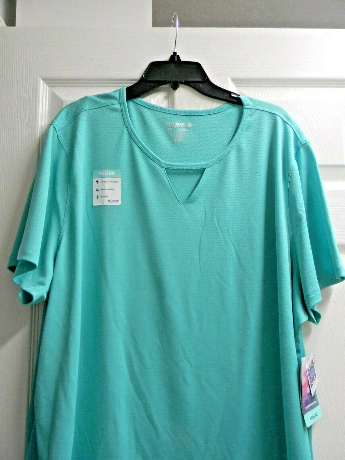 Reel Legends Wmn's Plus 3X Freeline, Pool Green, Short Sleeve Keyhole Top NWT