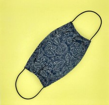 Cotton Face Mask With Filter Pockets Washable Handmade - Blue Paisley