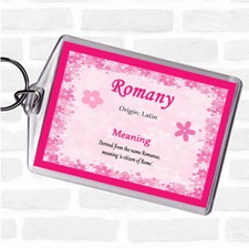 Romany Name Meaning Bag Tag Keychain Keyring  Pink