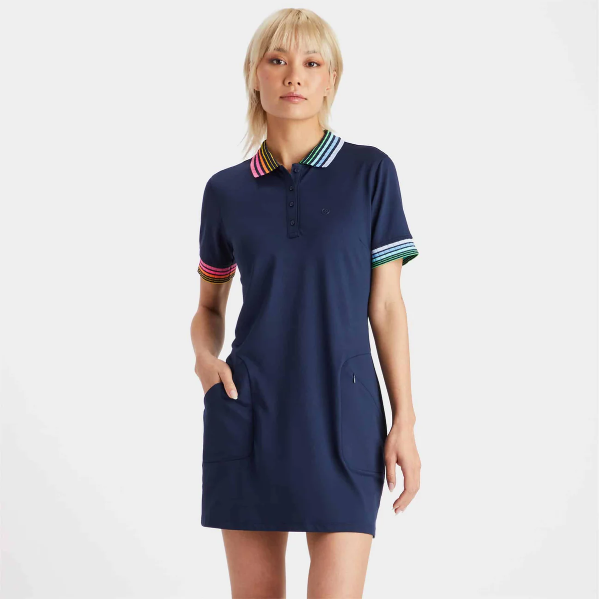 pleated polo dress Korean Gray Pleated Polo Dress Casual Sporty Style