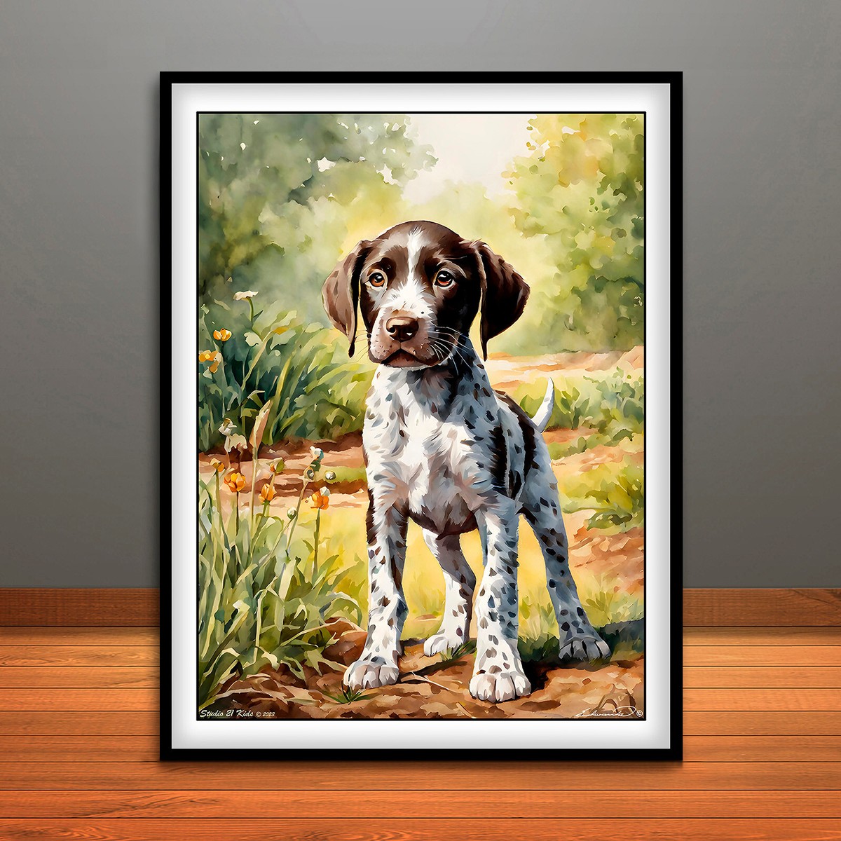 German Shorthaired Pointer Puppy Print, Poster, Dog Wall Art 