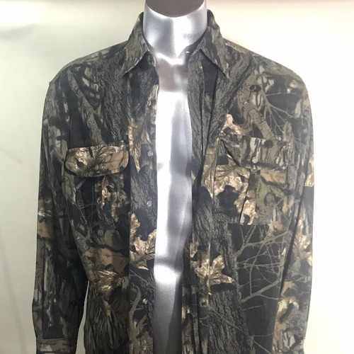 Game Winner Sports Wear Mens XL Button Front Long Sleeve Mossy Oak Camo Shirt - Picture 2 of 14