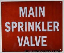Main Sprinkler Valve Sign RED, Reflective, Aluminium 10x12 -REF24-1027