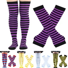 Striped Arm Warmer Gloves Stockings Thigh Knee Dance Socks High Women '