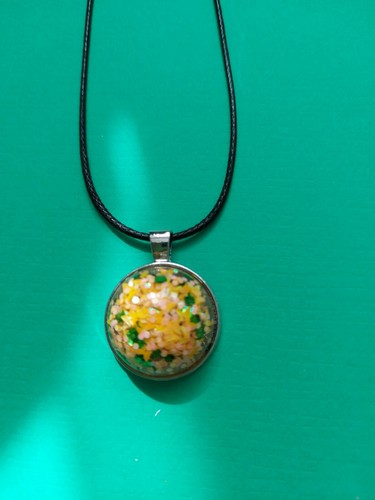 New handmade Resin dome pendant, leather Necklace - Picture 2 of 2