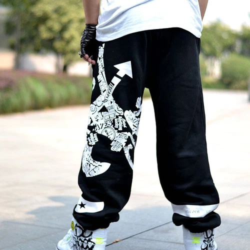 Herren Trendy Baggy SPORTS Hose Hip Hop Freizeit Lockere Straßen Jogginghose -- - Bild 8 von 14