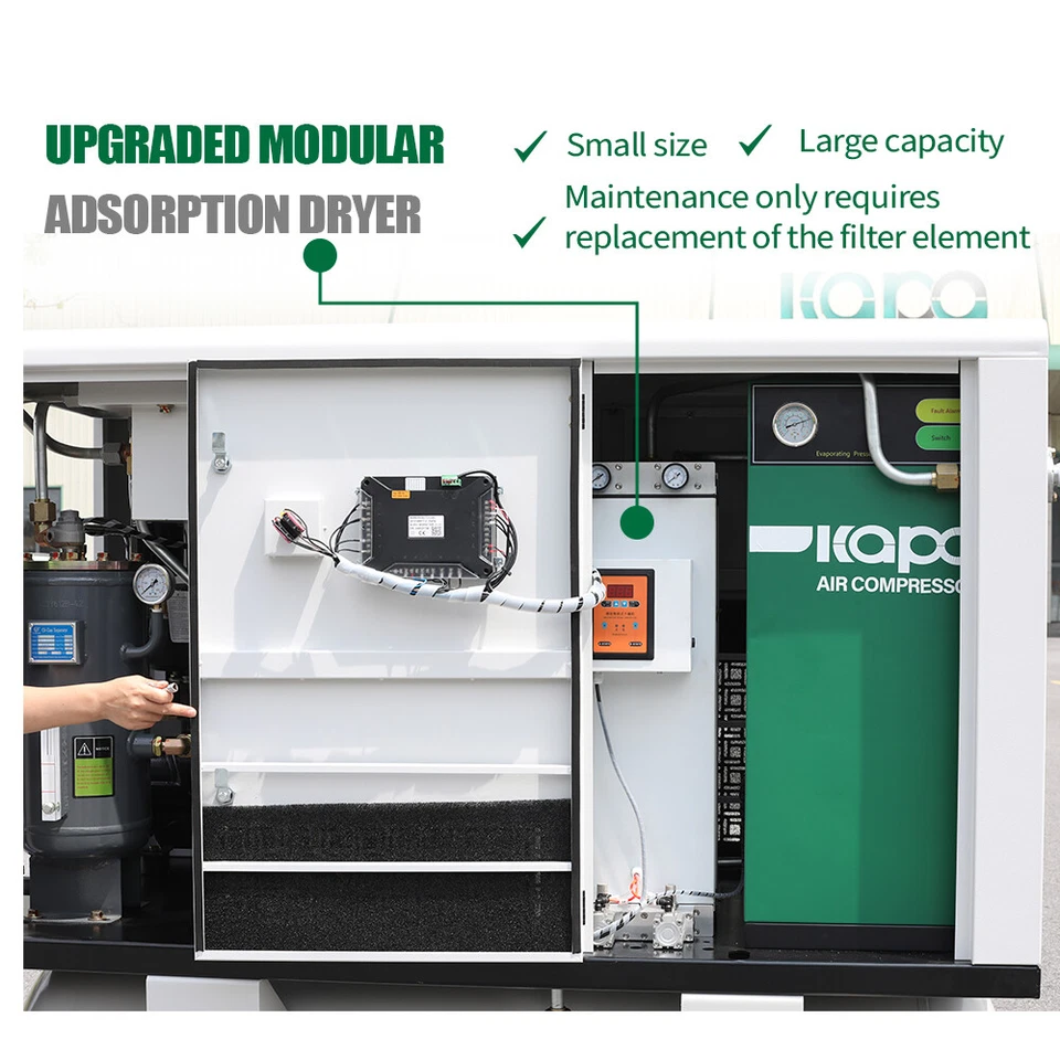 Compresor de aire de tornillo rotativo de 30 HP con secador refrigerado y secador de adsorción y tanque Foto 4 de 4