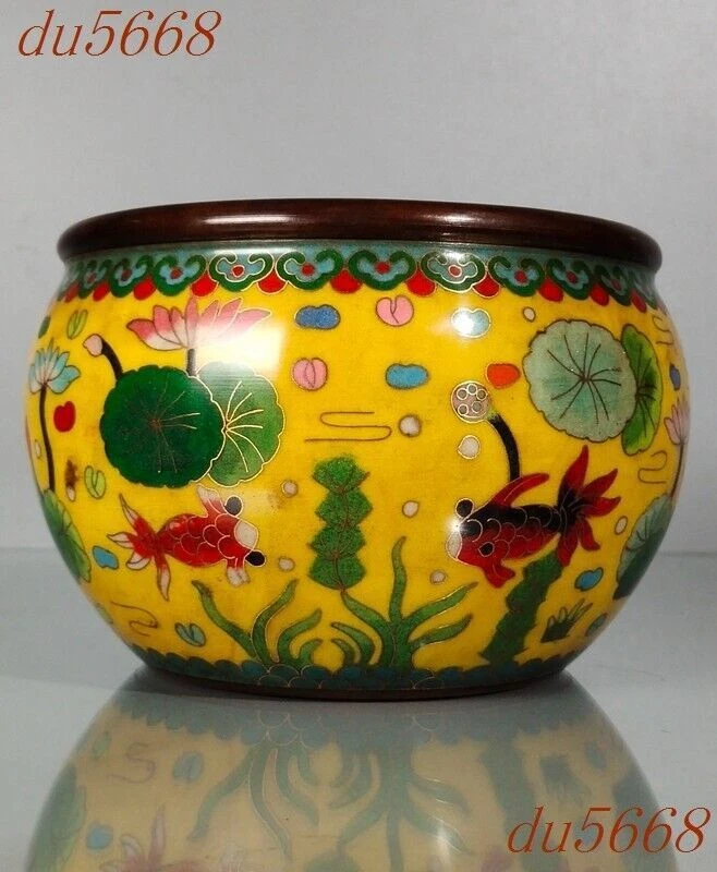 7.2" China bronce Cloisonne animales afortunados peces tanques vajilla tanque bote frasco Foto 2 de 4