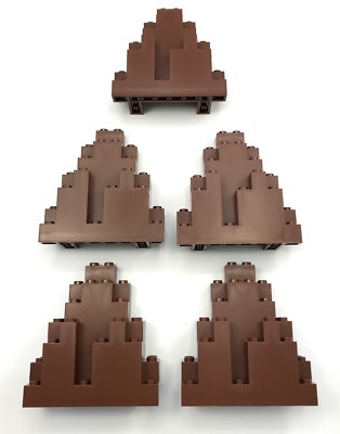 LEGO 5 NEW REDDISH BROWN 3 X 8 X 7 CASTLE TRIANGULAR ROCK WALL PIECES