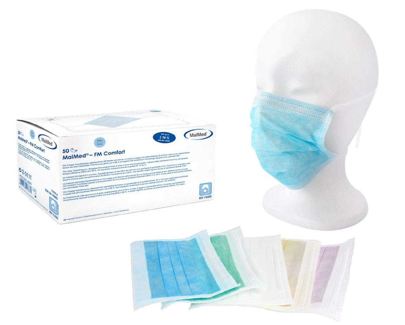 MaiMed® FM Comfort - OP-Maske mit Gummizug Typ II 3-lagig blau 50 St./1Box