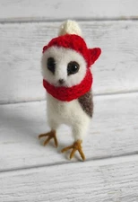 Needle Felt Handmade Owl Wool Organic felting Toy Soft Sculpture decoration