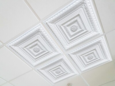 Grid System, Pop In, 24'' x 24'', 3D, PVC, Ceiling Tiles, Brilliance White