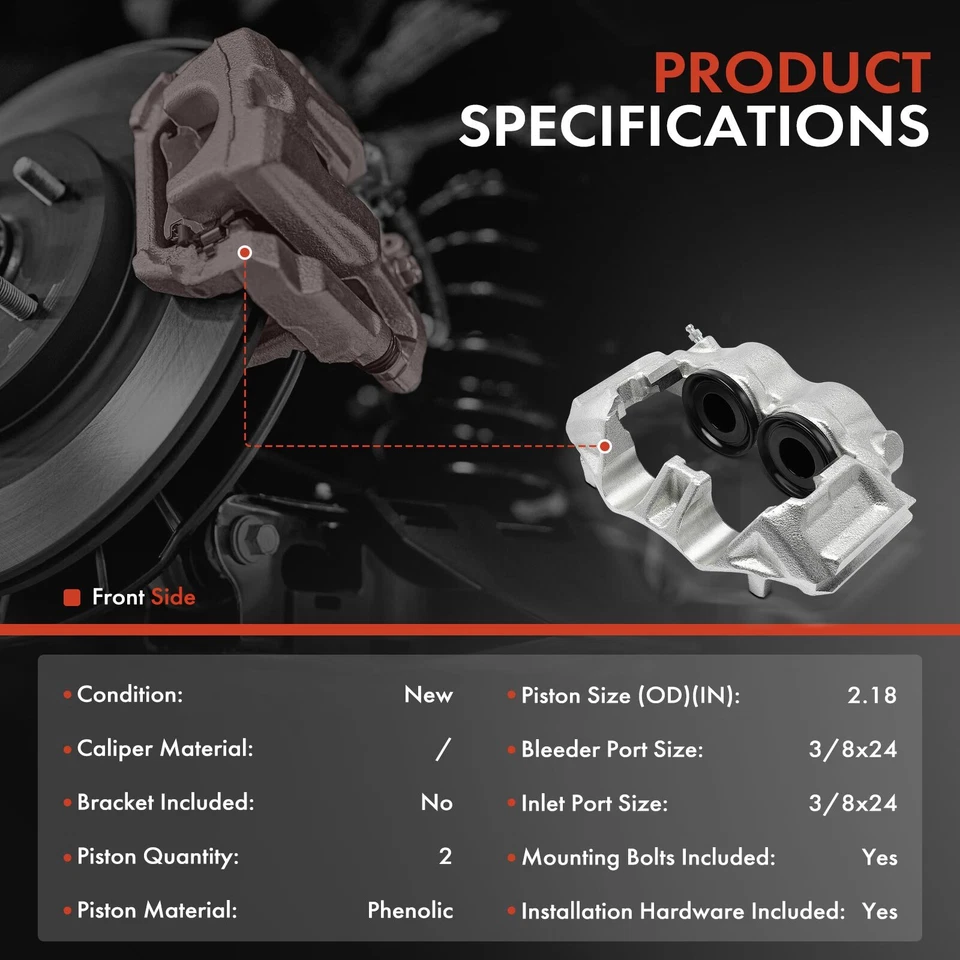 Pair Front Brake Calipers for Ford F-250 F-350 1986-1994 E-250 E-350 Econoline - Image 2 of 4