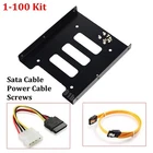 Lot 2.5 " to 3.5" bracket SSD HDD Adapter + SATA Cable + Power Cable for PC