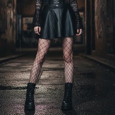 Wilsons Leather Perforated FAUX Leather Black Mini Skirt Size 10 Goth NWT READ
