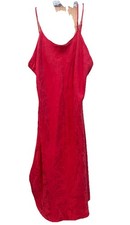 VINTAGE Valerie Stevens Intimates 100 Silk RED Patterned Nightgown Lingerie L