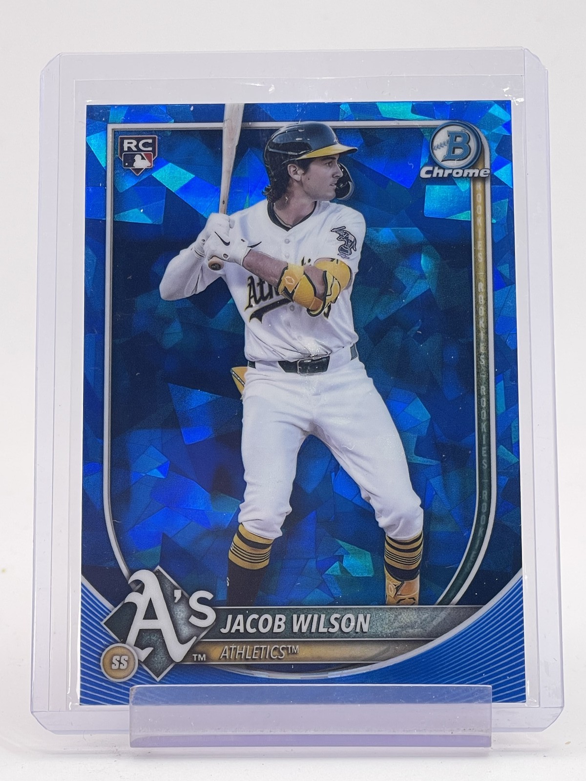 JACOB WILSON 2025 BOWMAN CHROME BLUE SAPPHIRE  ROOKIE #1 ATHLETICS Q0358