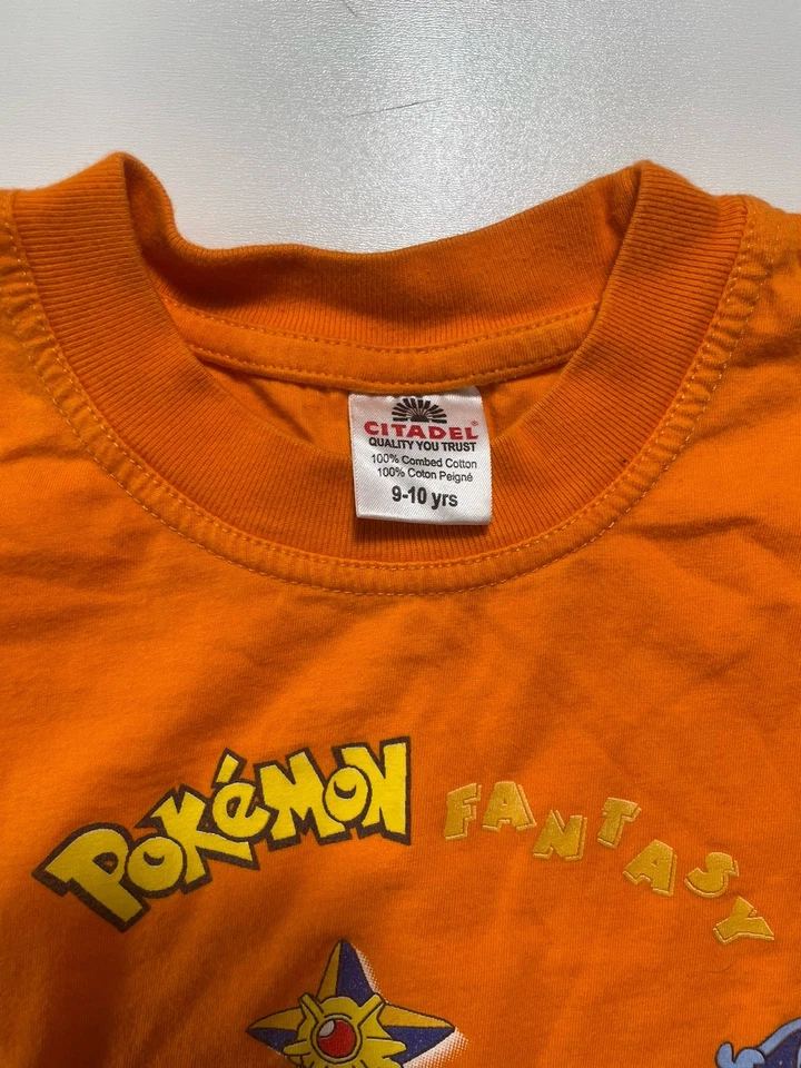 Vintage 2000s Pokémon Kids T Shirt Pikachu Golbat Staryu Orange 9-10 Y - Image 2 of 4