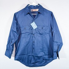 Vintage Big Mac JC Penny Work Shirt NOS 1970s USA Navy Long Sleeve Men  s Large