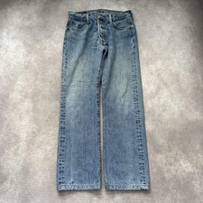 Vintage Levis 501 Jeans Mens 30x32 Blue Wash Button Fly Straight Leg Denim