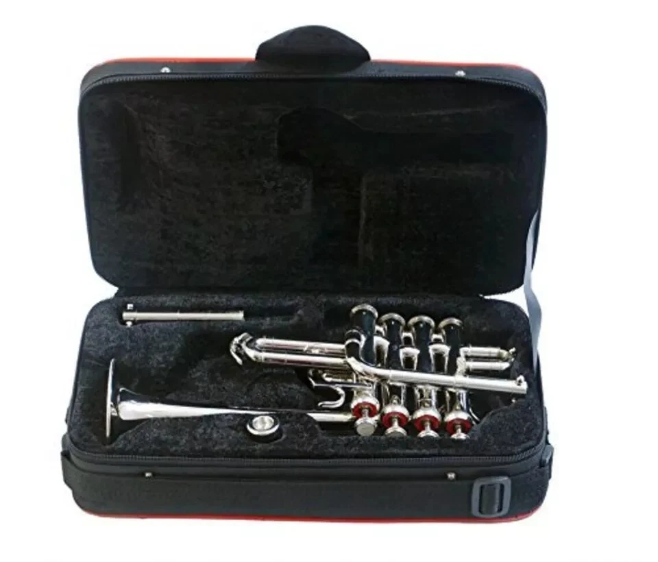 Trompeta Piccolo Trompeta Alta Polaca Plata Níquel Con Estuche Rígido y Boquilla Foto 3 de 4