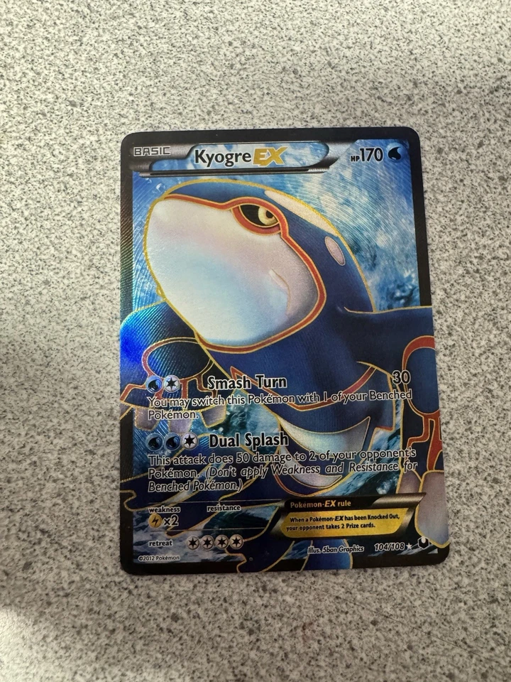 2012 Pokemon Black & White Dark Explorers FULL ART Kyogre EX 104/108 Holo LP- - Image 4 of 4