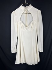 Reformation Sz 4 Vivianne Ivory Long Sleeve Cut Out Bustier Corset Mini Dress
