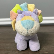 Babies R Us Lion Plush Stuffed Animal Toy Pastel Rainbow Mane Purple