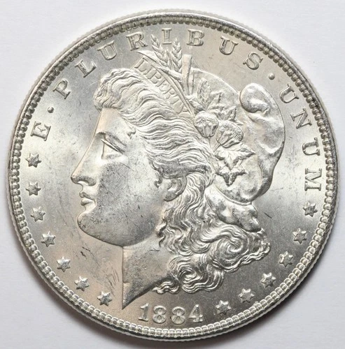 1884 $1 Morgan Silver Dollar Uncirculated - RAW - Lustrous / Excellent Coin