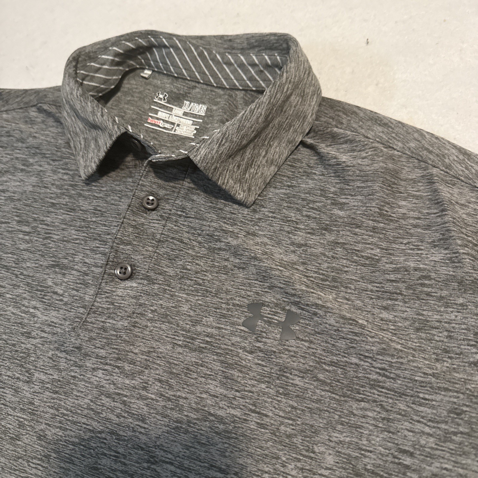 Under Armour Polo Shirt Men's XL Gray Heat Gear Short Sleeve Loose thumbnail 3