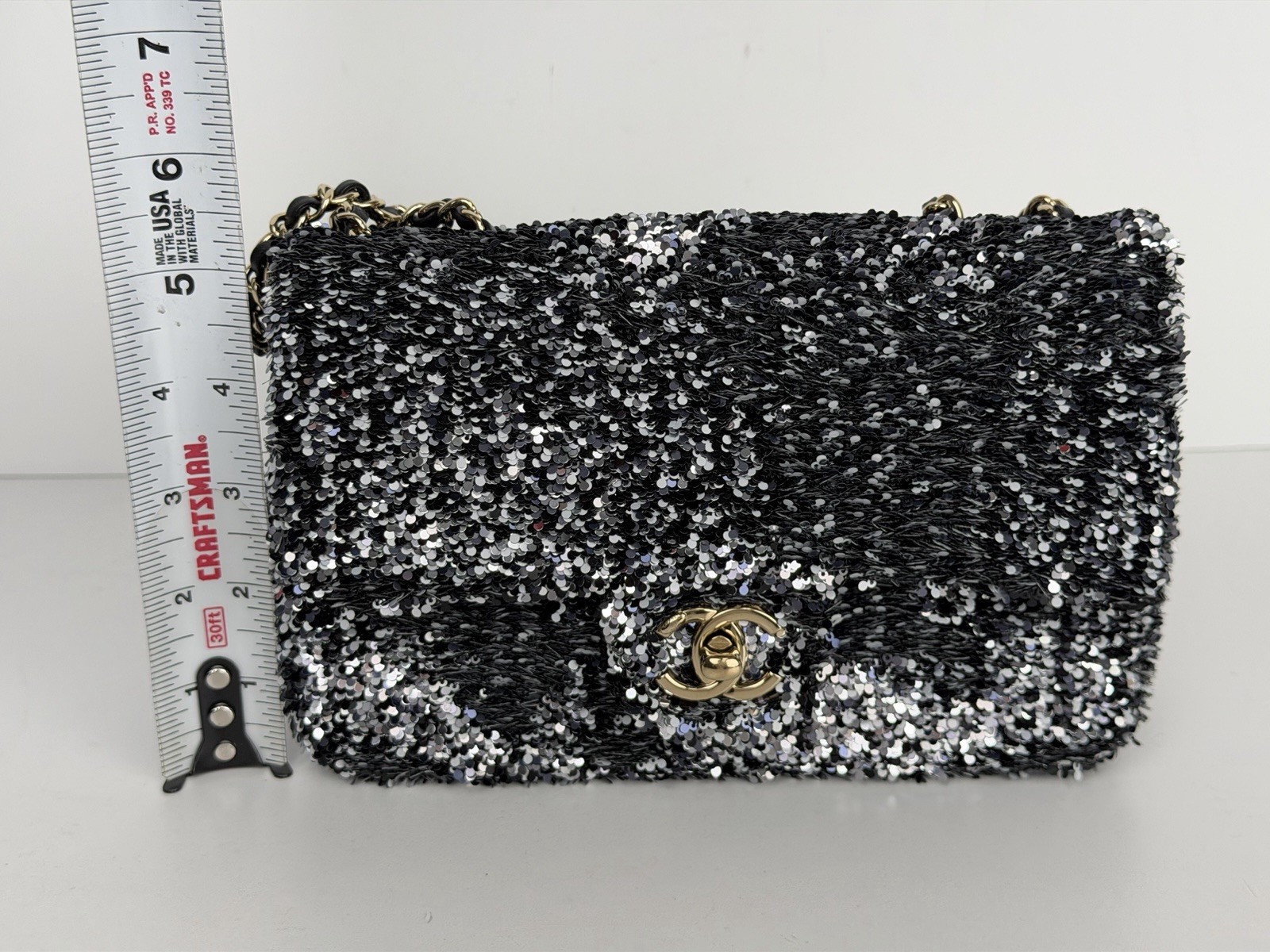 Chanel Sequin Mini Rectangular Flap Bag in Black … - image 8