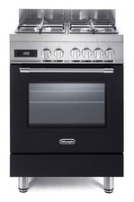 DE LONGHI PRO66MALPZ CUCINA A GAS 4 FUOCHI FORNO MULTIFUNZIONE 60CM 74L NERO A