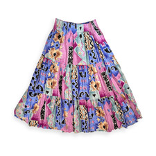 Vintage Pierre Cardin Southwestern Tiered Broom Skirt Pink Purples Black M