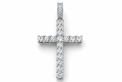 MOISSANITE Pendant Real White Gold Plated Holy Cross HipHop Passes Dimond Tester