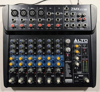 Alto ZMX122FX 8-Channel Professional Audio Mixer Effects Used - No Power AC