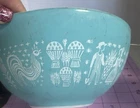 Vintage Pyrex Amish Turquoise Butter print  1 1/2 qt  Mixing Nesting Bowl, #442